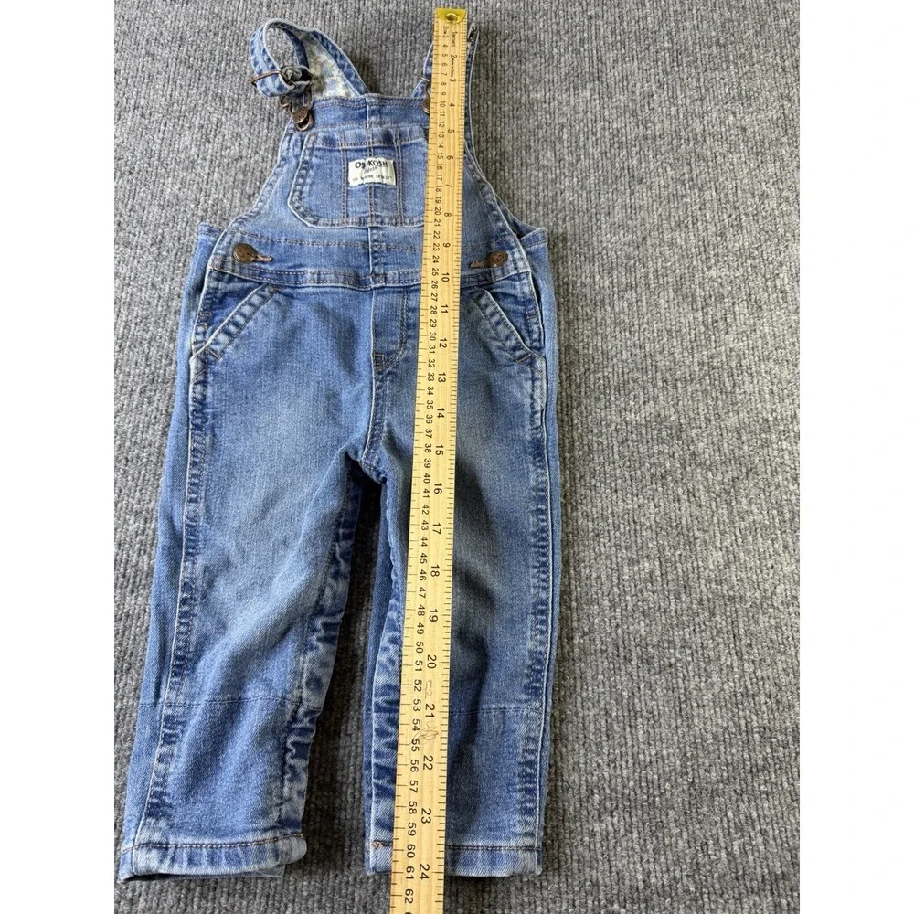 OshKosh B'gosh Baby Denim Overalls 12M Blue Snap Leg Floral‎ Cuff - Picture 8 of 10